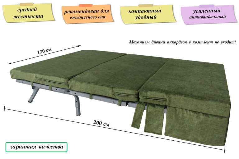 Универсальный складной матрас на диван аккордеон 120 "Малахит-120"