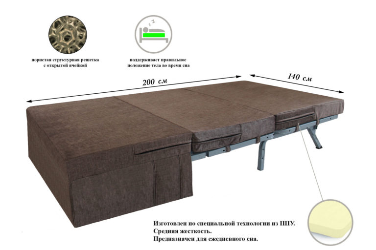 Универсальный складной матрас на диван аккордеон 140 "Мустанг-140"